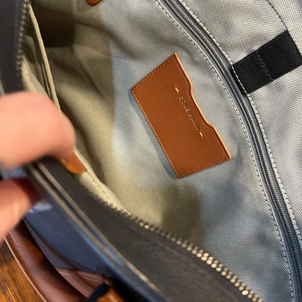 Cole Haan Navy and Tan Laptop Bag